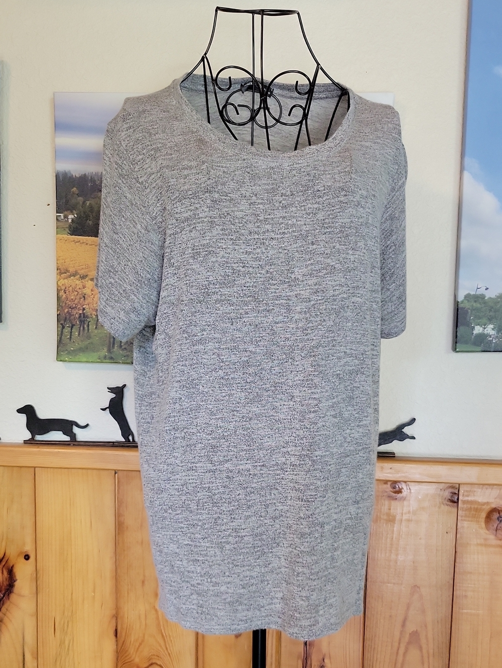 Market & Spruce Gray Knit Top with Branded Neck Tag